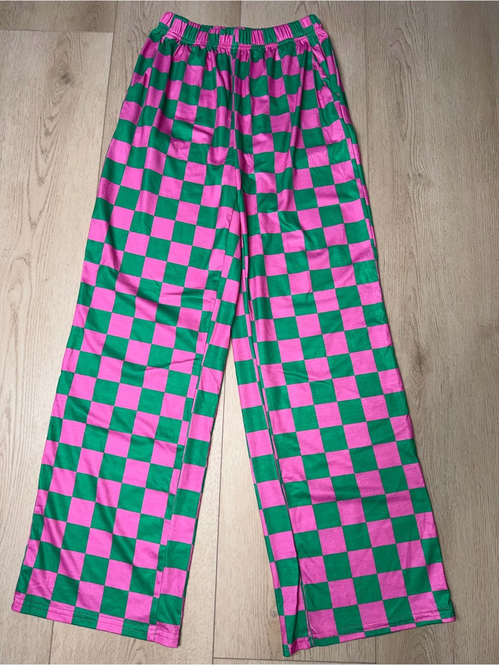 Pink and Green Checkerboard Pants Size S